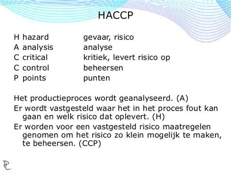 haccp betekenis nederlands.